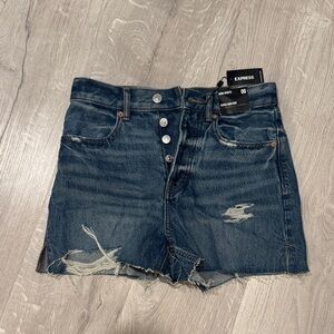 NWT Express Blue Distressed Denim Shorts.